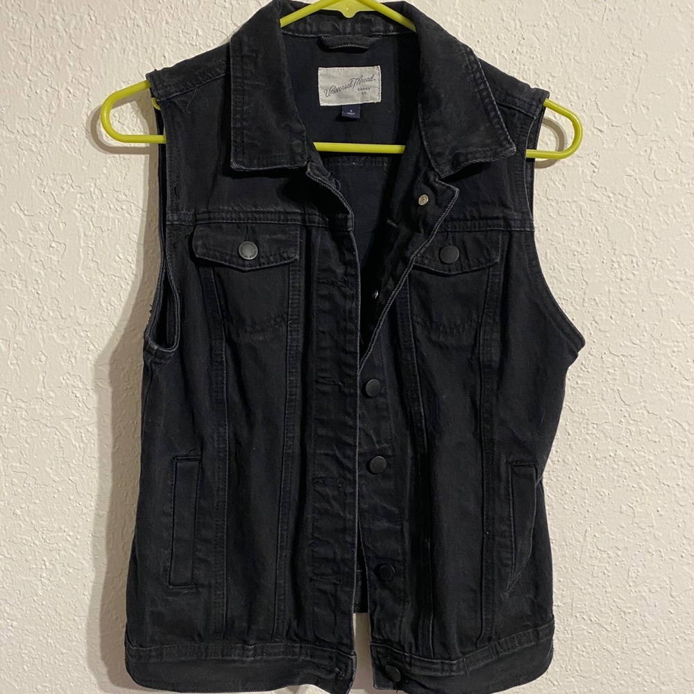 Black denim vest